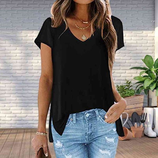 

simple women t-shirts loose breathable tees short sleeves solid color women t shirt for female casual woman, White