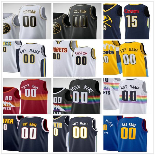 

custom printed 15 jokic jamal 27 murray nikola michael 1 porter jr. facundo 7 campazzo gary 14 harris men woman kids youth basketball jersey, Black;red
