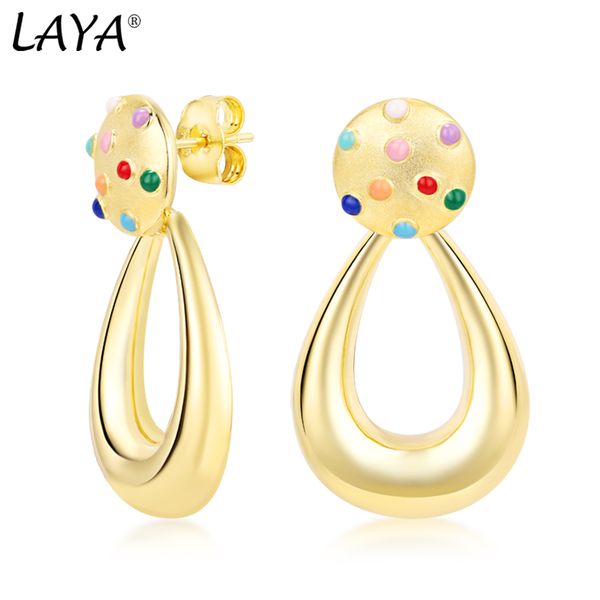 

laya dangle & chandelier earrings for women pure 925 sterling silver personality geometric design color enamel jewelry handmade enamel 2022