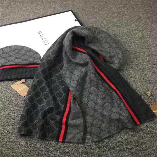 

2020 brand hats scarves men women winter sets cashmere design shawls caps wool beanie wraps boat scarves 666, Blue;gray