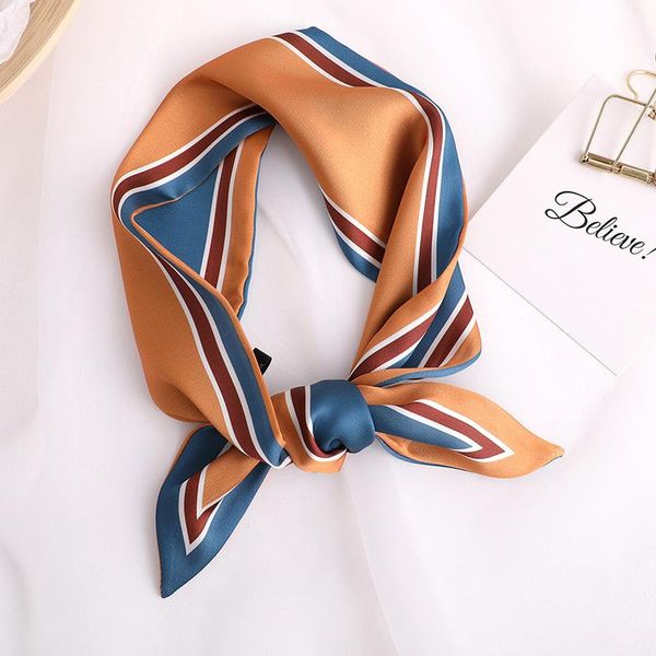 

10010cm new design skinny scarf solid striped print women silk scarf small handle bag ribbon female head scarves wrap for lady bbyuot, Blue;gray