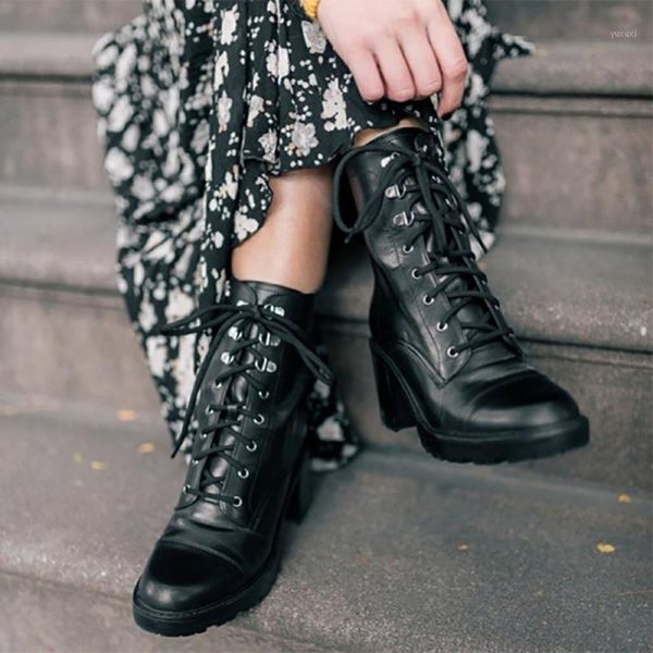 

boots women ankle chaussure booties high heels pumps pu leather autumn gladiator plus size shoes woman zapatos mujer sapatod15281, Black