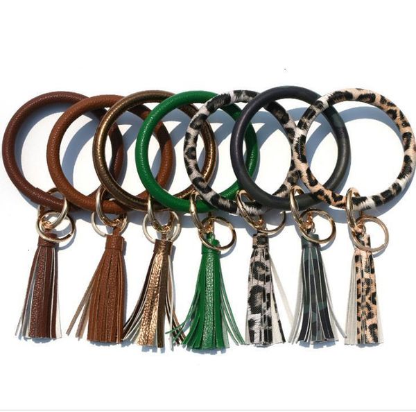 

factoryluspkeychain cactus bracelet discount leopard sunflower pu customer round leather tassel bangle key ring