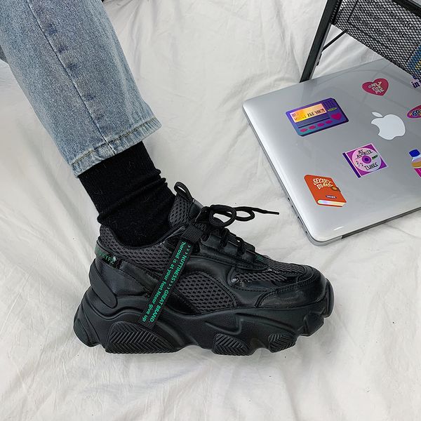 

sports shoes women 2020 autumn new casual street thick-soled increased non-slip sole vulcanized shoes c1120, Black