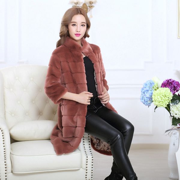 

2021 new women's coat fake winter jackets imitation female fashions black fur coats maxi wxf094 4f14