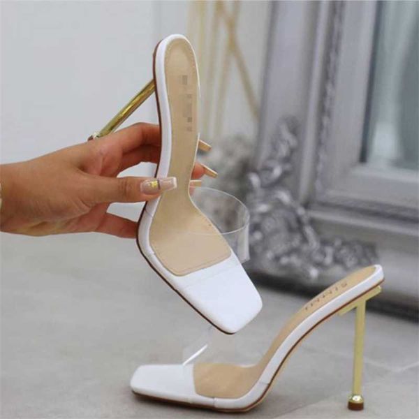 

slippers 2021 plus size 35-42 summer women square head 11 high heels slides lady fetish transparent sandals strange shoes, Black