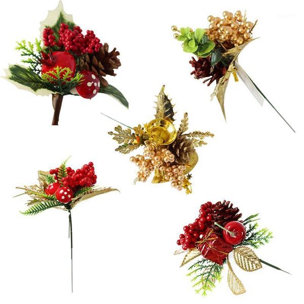 

christmas decorations berry bean red artificial flowers stamen berries bundle diy wedding cake gift box wreaths decoration1