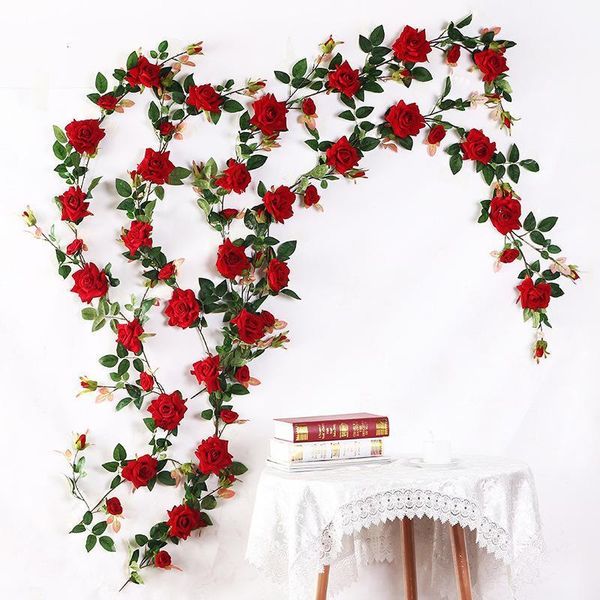 

new year wedding decoration artificial flowers for decor royal rose fake flower vine xmas party l home decor1