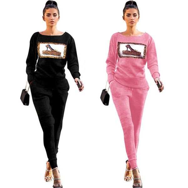 

women leopard 2 piece set fall winter clothing jogger sweatshirt pants tracksuit hoodies outfits leggings sportswear pullover bodysuits, White