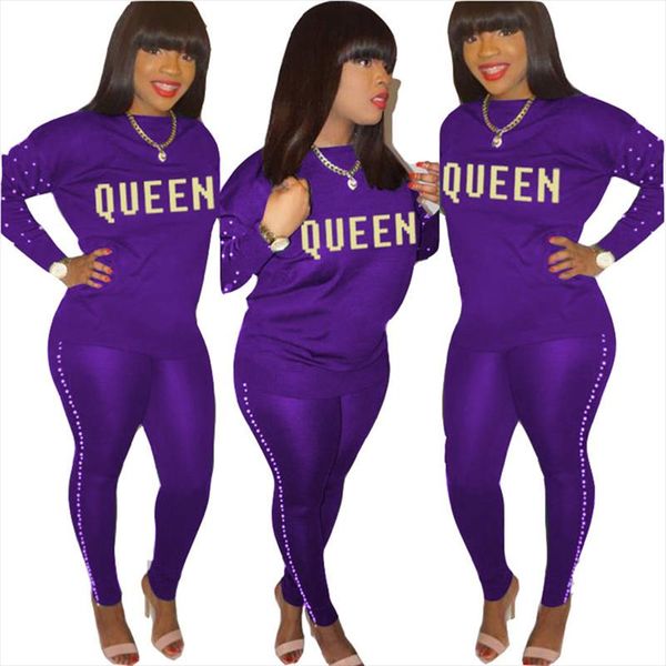 

letter print women autumn winter outfits long sleeve 2 pieces pants set lady sweatsuits dh856, Gray