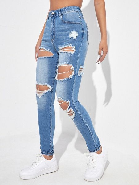 

ripped skinny jeans m2tr#, Blue