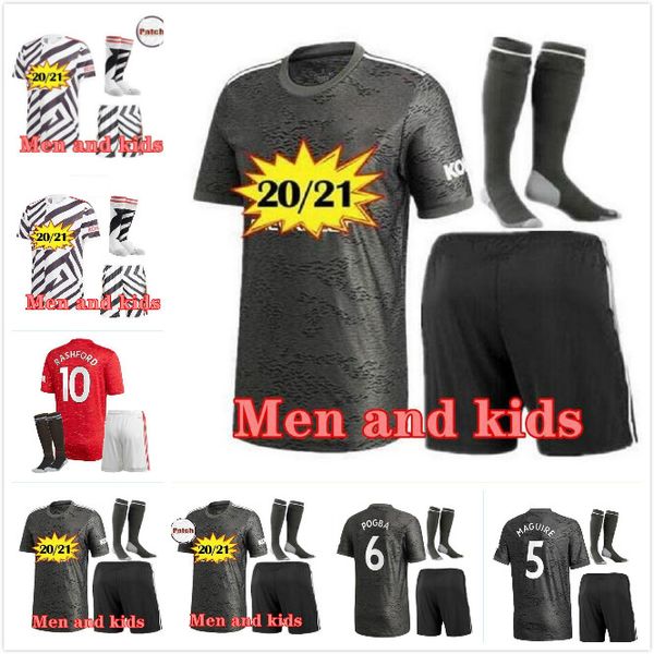 

взрослый комплект 2020 2021 манчестер lingard футбол джерси pogba соединенного rashford боевого man home away третьего детского комплект реб, Black;yellow