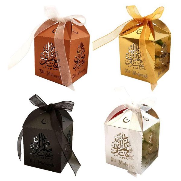 

gift wrap 25pcs laser cut hollow candy box with ribbon wedding party favors boxes muslim eid mubarak ramadan decoration
