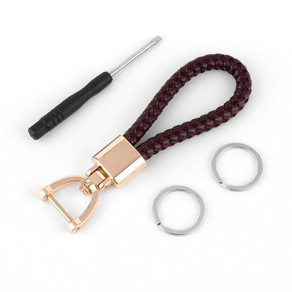

high grade hand woven leather car keychain woman wallet chain bag charm christmas gifts lovely temperament car buckle keychain wmtsjy
