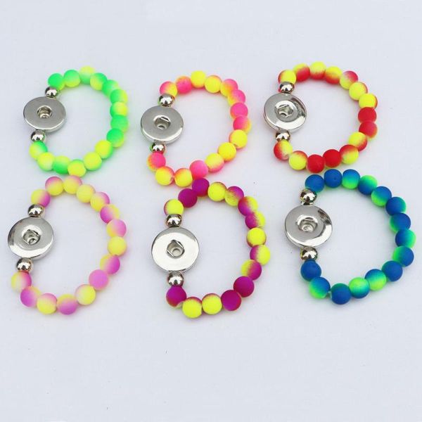 

charm bracelets design kids 15cm length fashion bracelet acrylic double color beads 18mm snap button for children girls, Golden;silver