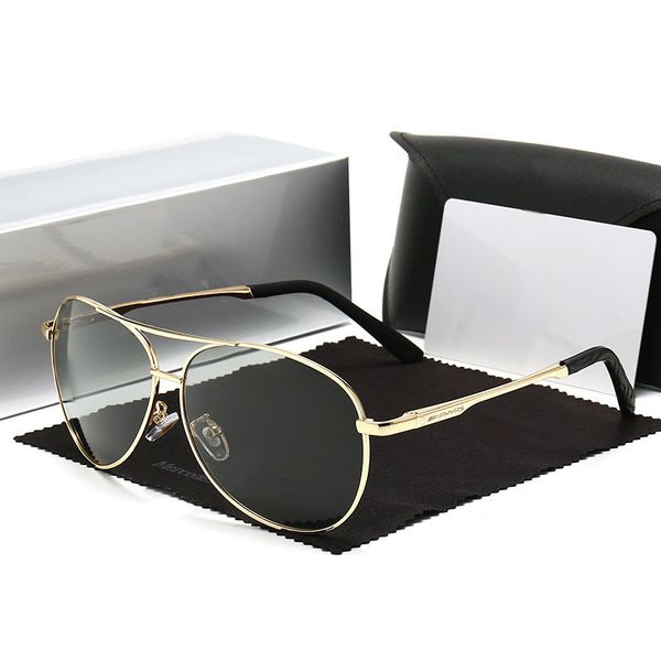 

polarized sunglasses men metal alloy mercede 811 pilot discolor lens day and night glasses for driving fishing gafas de sol