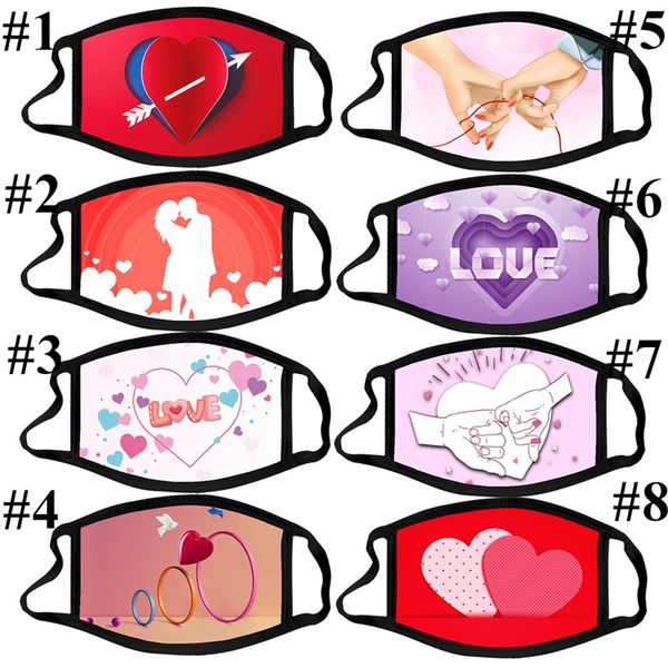 

2021 valentine's day printed women men fashion face mask cover breathable washable dustproof christmas face mask mouth-muffle dhl e1201