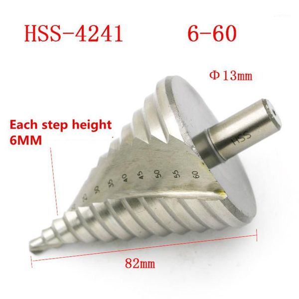 

1pcs 6-60mm pagoda drill hexagon screw drill hss power tools spiral grooved metal steel step bit1