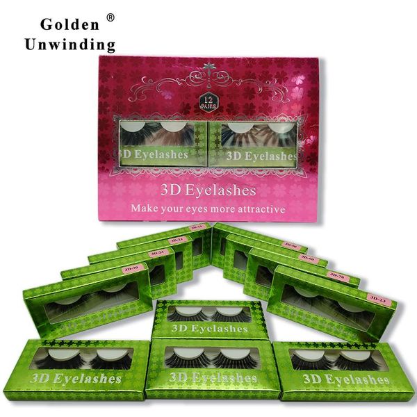 

false eyelashes 12 pairs makeup 5d mink lashes natural long reusable eye lash 3d silk golden unwinding