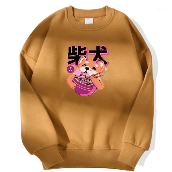 

sweatshirts kawaii lovely shiba noodies printing new clothing male street fashion sweatshirt man crewneck vintage hooded men1, Black