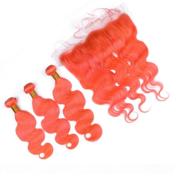 

orange human hair bundles with frontal closure virgin malaysian virgin hair extensions orange hair bundle 3pcs deals with lace frontal, Black;brown