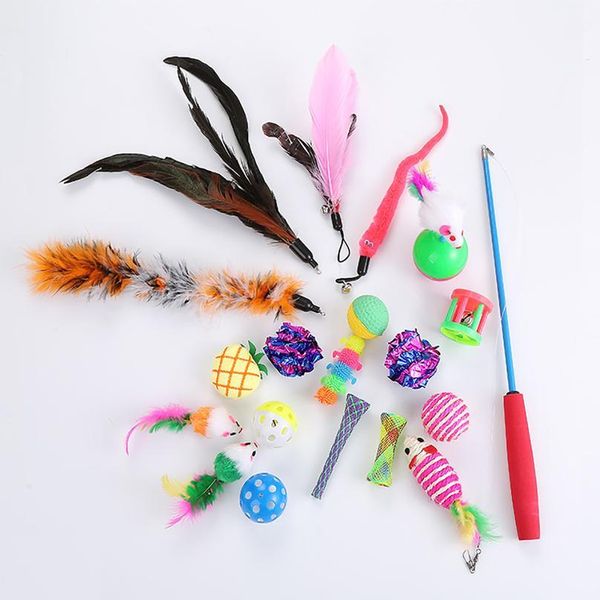 

legendog 20pcs cat toys set interactive funny cat scratcher ball toy kitten catnip bell toy cat teaser feather qylyzi