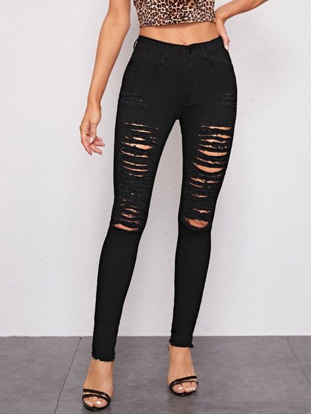 

high-rise high stretch distressed skinny jeans y22b#, Blue