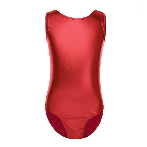 

kids sleeveless solid color patent leather ballet dancewear gymnastics leotard for girls child stage performance dance costume1, Black;red