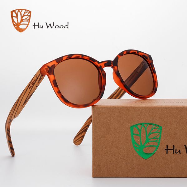 

hu wood polarized round bamboo for men and women, uv protection with wooden vintage sunglasses