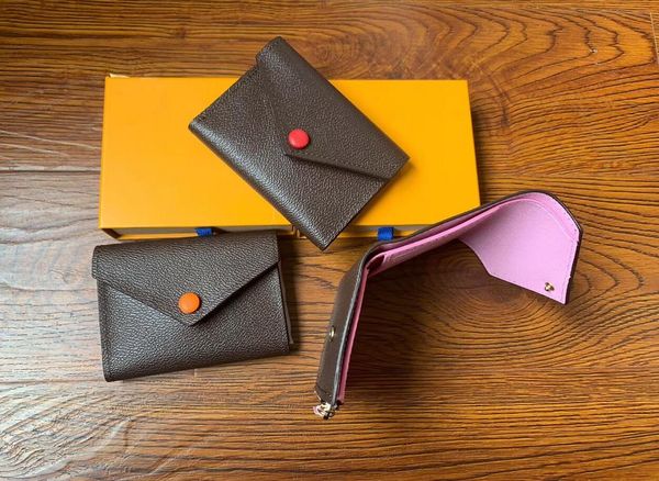 

wholesale leather wallet for women multicolor designer short wallet card holder women purse classic zipper pocket with box, Red;black