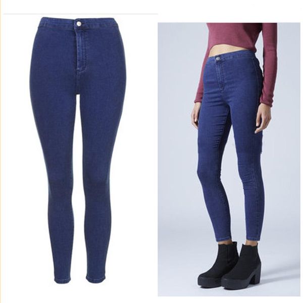 

2021 women autumn high waist skinny jeans blue ankle length mom denim pencil pants fashion black stretch push up capris jeans