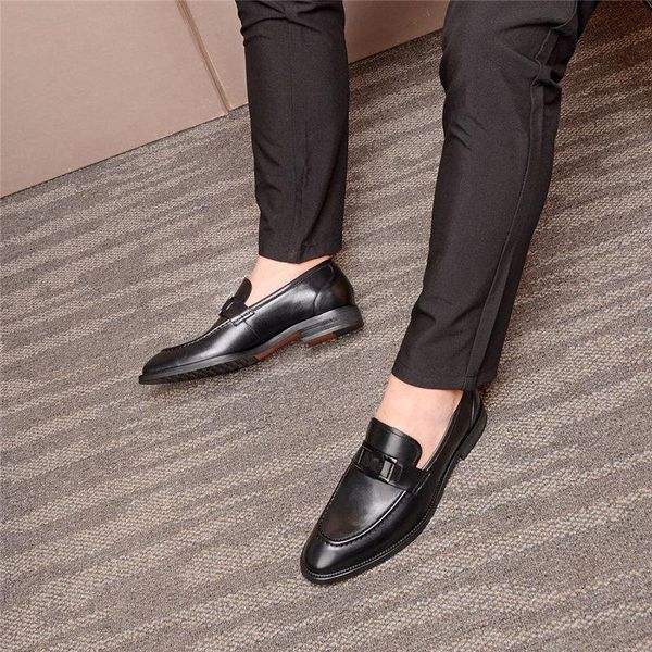 

l1 men fashion luxury suede leather doug shoes casual moccasin flat bowknot slip-on driver shoes dress loafers night club shoes 11, Black