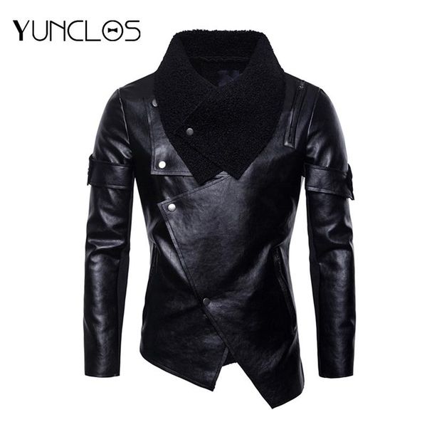 

yunclos мужской black jacket европейского размер мужской мотоцикл кожа мытой куртка мужская мода