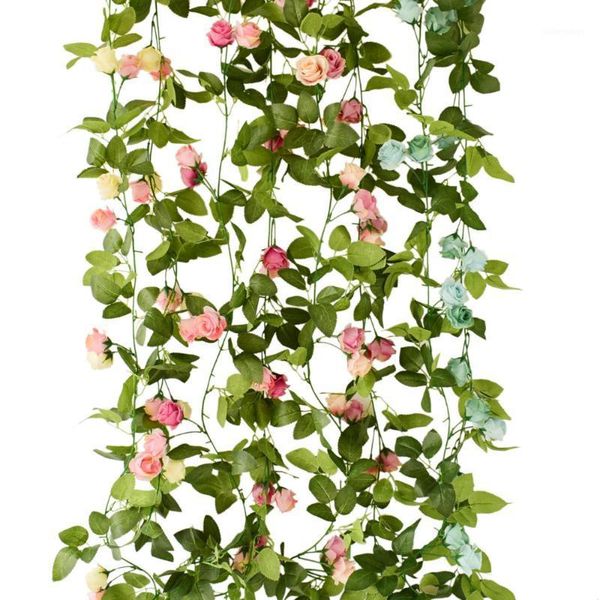 

silk artificial flower roses vine for home swing garden party wedding arch bridge wall tree decorations blue pink red1