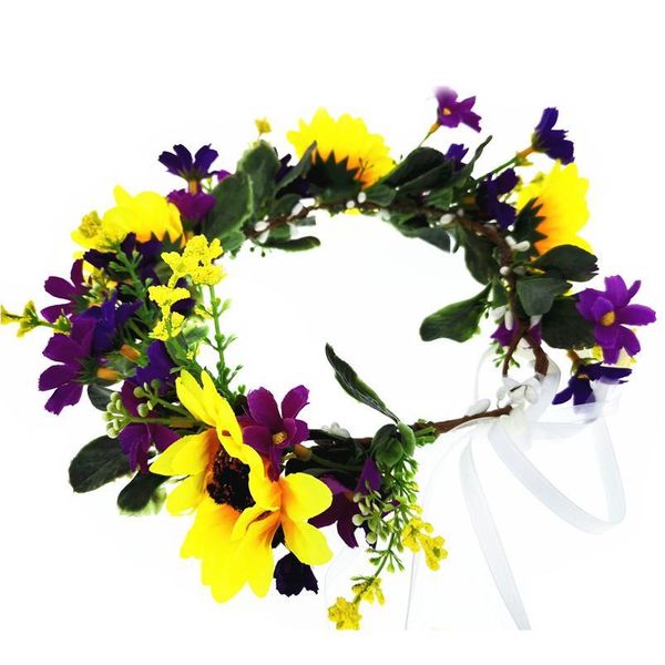 

purple flower series crown festival headband women hair accessories headdress floral garlands wedding party floral qyldqp