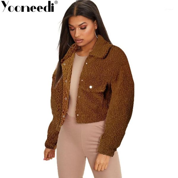 

yooneedi 2019 winter design casual women coats 3 color style turn-down collar full sleeve ladies outwear ym84981, Black