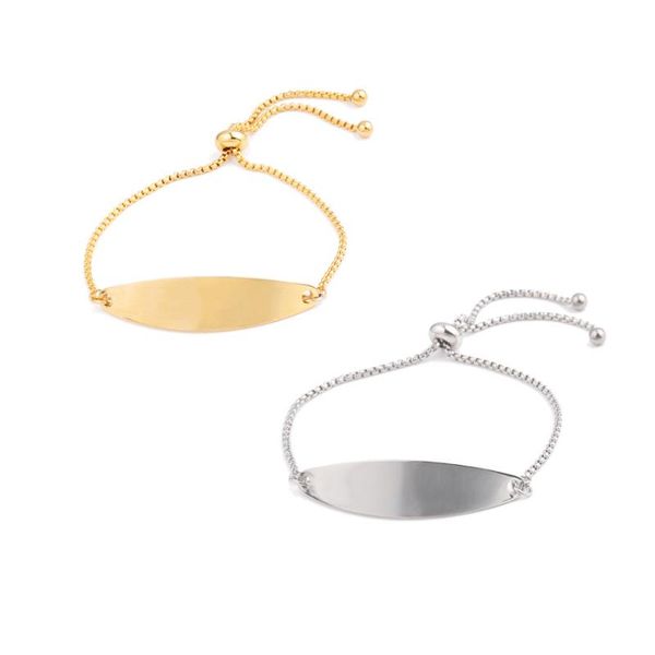 

charm bracelets 10pcs mirror polished stainless steel bent long chain adjustable pull bracelet hand jewelry women, Golden;silver