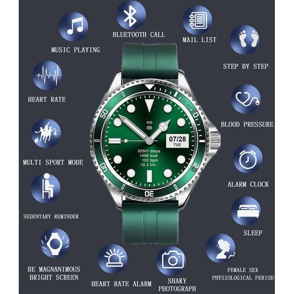 

new green ghost smart wristwatch tws bluetooth heart rate and blood prsure meter