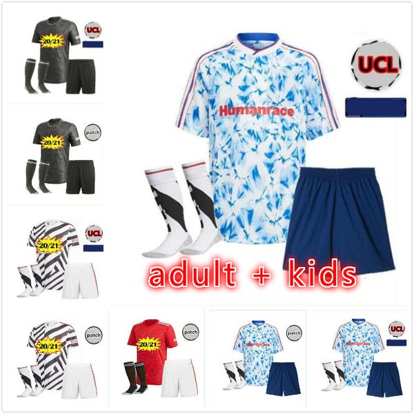 

kids kit 20 21 rashford cavani van de beek manchester soccer jerseys united 2020 man humanrace forth football shirt utd b. fernandes, Black;yellow