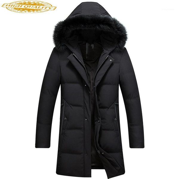 

winter jacket men casual duck down jacket fur collar warm parka men down coats overcoat abrigo hombre kj5751, Black