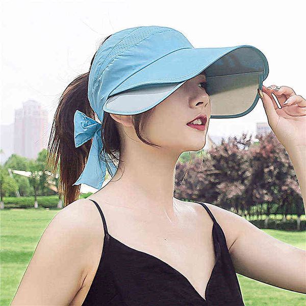 Cappelli da sole per donna UV PROTECT Visiera Berretto da baseball Estate Topless Cappello da spiaggia Ciclismo Pesca Parasole Cappellini con elastico G220301