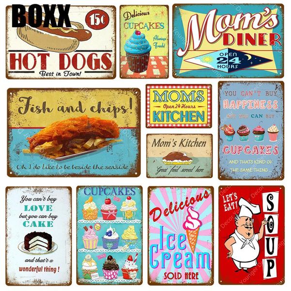 

cupcakes metal signs vintage wall plaque for pub bar room kitchen decor kraft paper wall art retro cake shop poster