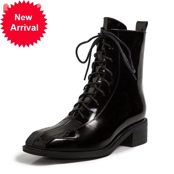 

royal leather ankle plaza toe cross zipper women's shoes party winter warm boots size 33-40, Black