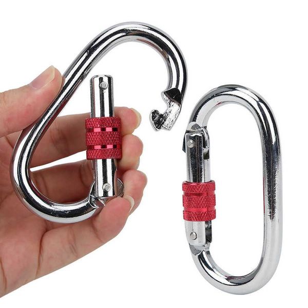 

2 pcs climbing carabiner aerial yoga mountaineering buckle o type lock runway hook outdoor camping hiking climbing accessory h wmtnby
