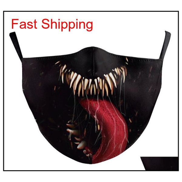 

design halloween party cosplay masks washable joker face mask printing mask halloween protection vampire cotton qylshb new_dhbest, Silver