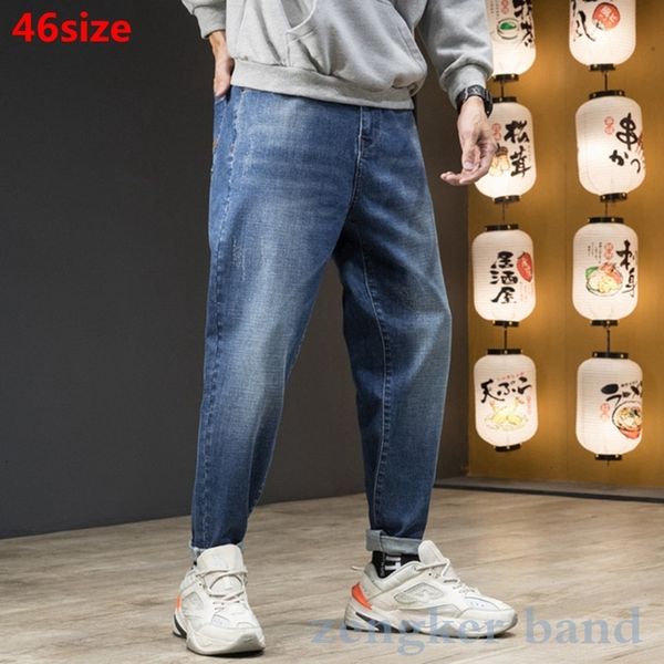 

spring boys jeans men oversized pants trend harem pants 42 loose large size thick long pants 44 46 black jeans men