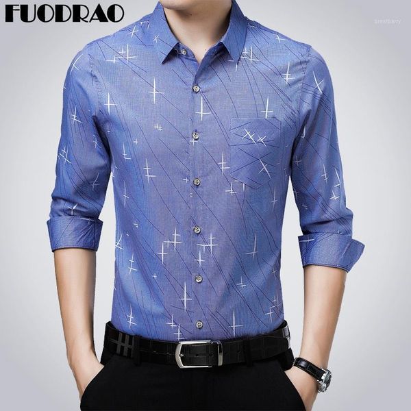 

2020 new print casual shirts men slim fit male social shirt spring long sleeve camisa masculina men clothing e0651, White;black