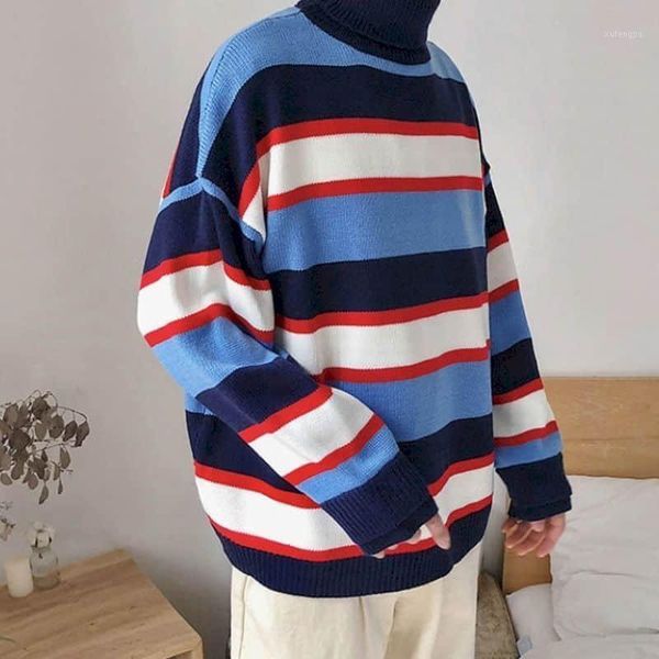 

sweaters couple autumn winter thick warm striped sweater casual turtleneck pullovers knitted sweater women clothing 1, White;black