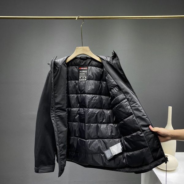 

мужские pxxda print down coats мужская 2020 зимний сплошной цвет толстое пальто мужчины капюшона черный цвет короткие куртки мужчины верхняя, Black