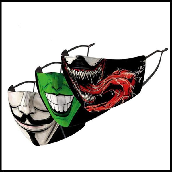 

смешные хэллоуин маска для лица тыквенный череп клоун распечатать детские адутлы маски для лица пылезащитные противотуманные моющиеся маски